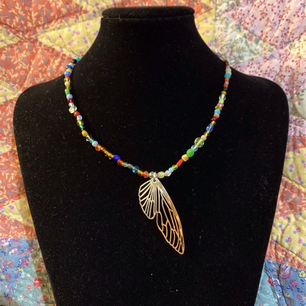 Rainbow Seed Bead Kamifly Necklace